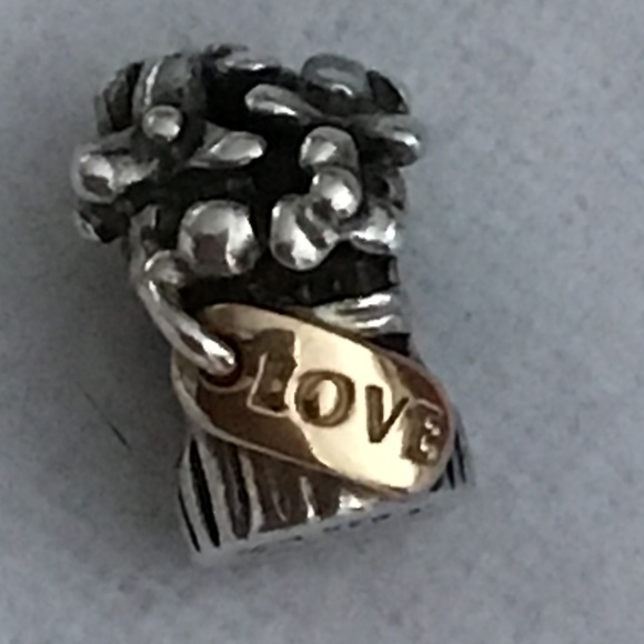 Pandora silver and gold flower bouquet charm - Picture 1 of 4
